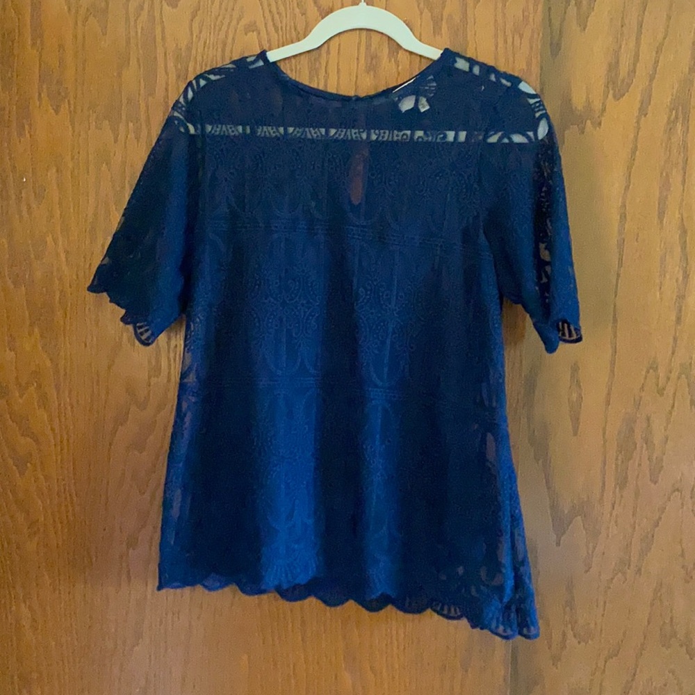 Navy lace Anthropologie shirt